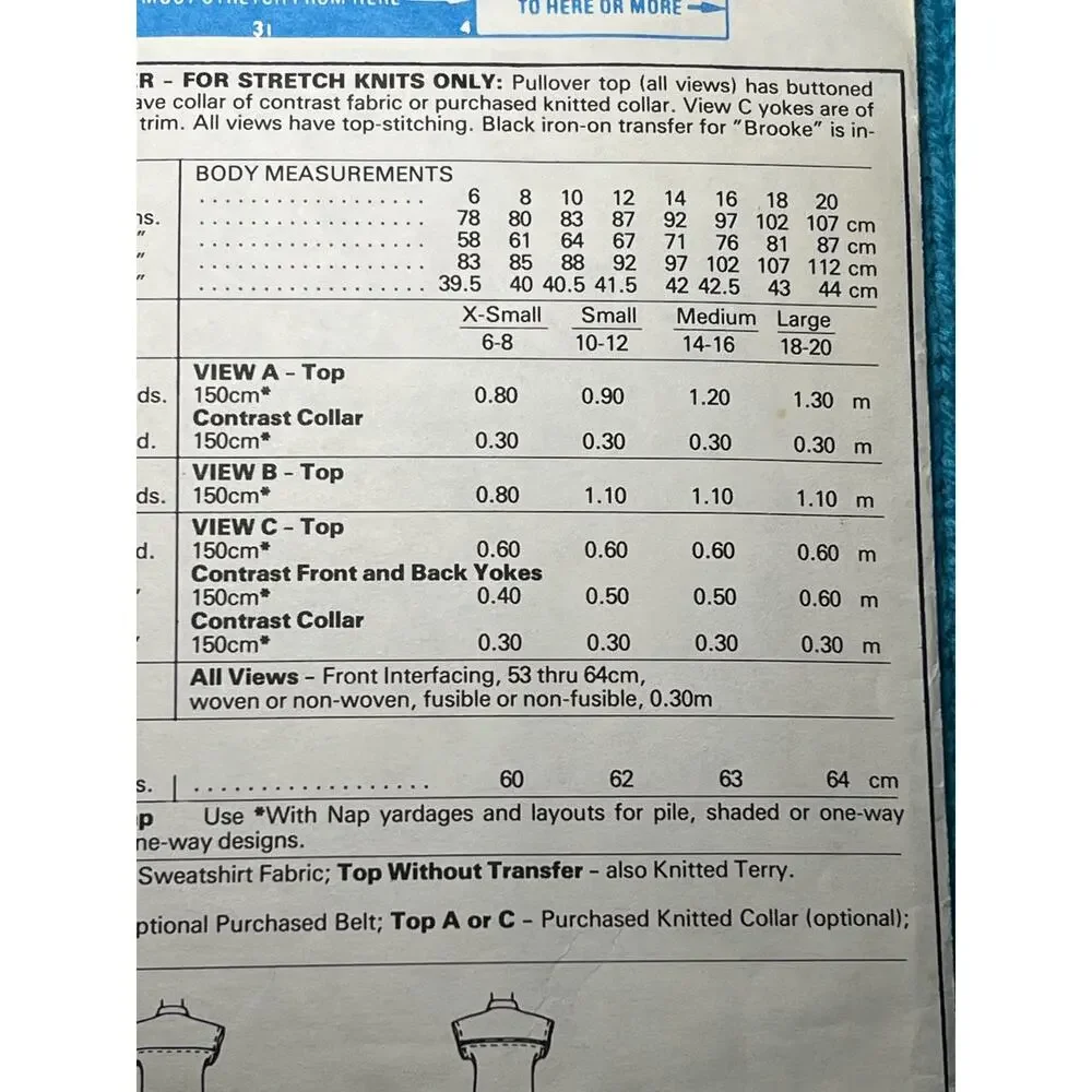 McCalls 8565 Sewing pattern polo shirt Brooke Shields size small